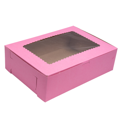 Strawberry Pink Cupcake Box, 14 x 10"