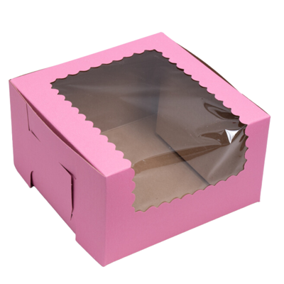 Strawberry Pink Cupcake Box, 7 x 7"