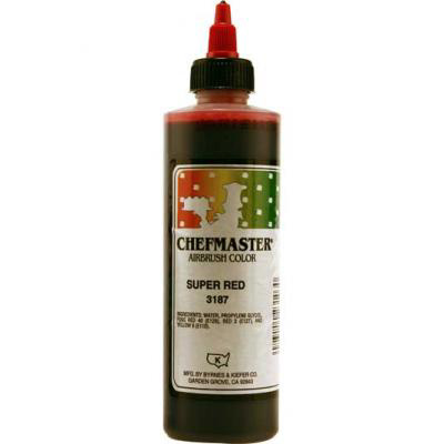 Chefmaster Super Red Airbrush Food  Color, 9 oz. 