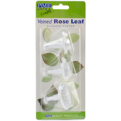 PME Veined Rose Leaf Plunger Cutters, 3 Piece Set