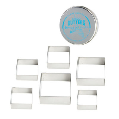 Ateco Square Cookie Cutter Set, 6 count