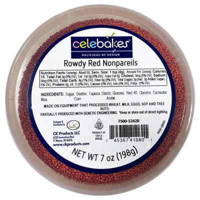 Celebakes Rowdy Red Nonpareils, 7 oz.