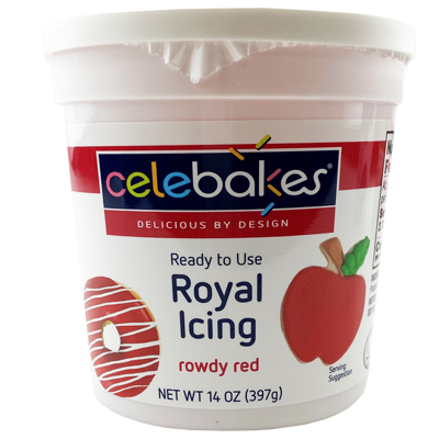 Celebakes Ready to Use Rowdy Red Royal Icing, 14 oz.