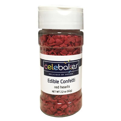 Celebakes Red Hearts Edible Confetti, 2.2 oz.