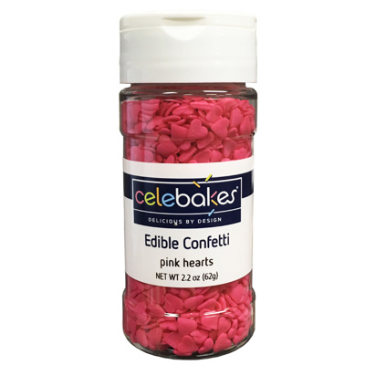 Celebakes Pink Hearts Edible Confetti, 2.4 oz.