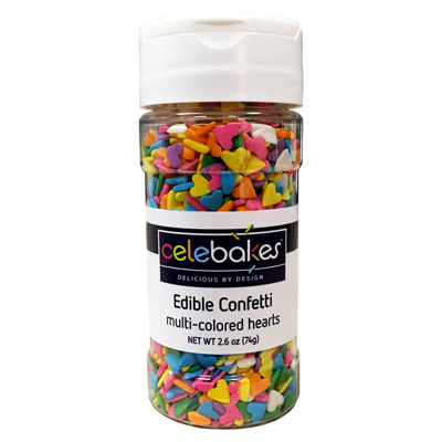 Celebakes Multi-Colored Hearts Edible Confetti, 2.6 oz.
