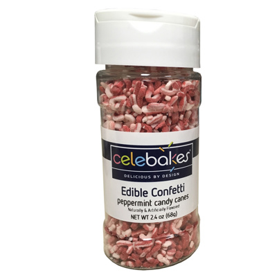 Celebakes Peppermint Candy Canes Edible Confetti, 2.4 oz.