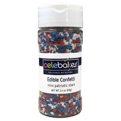 Celebakes Mini Patriotic Stars Edible Confetti, 2.4 oz.