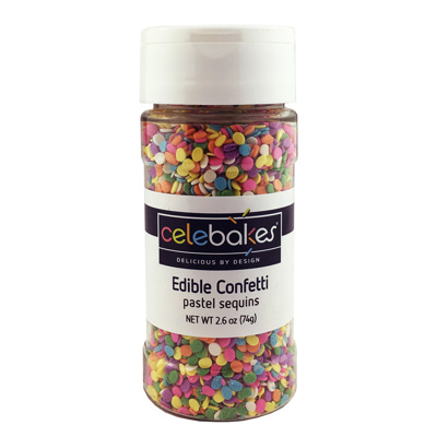 Celebakes Pastel Sequins Edible Confetti, 2.6 oz.