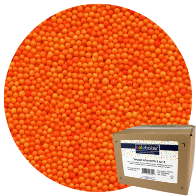 Celebakes Orange Nonpareils, 10 lb.