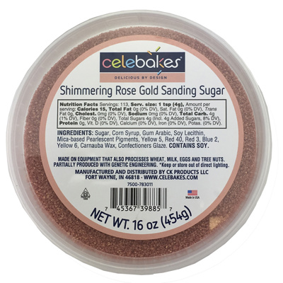 Celebakes Shimmering Rose Gold Sanding Sugar, 16 oz.