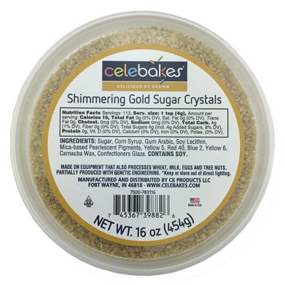 Celebakes Shimmering Gold Sugar Crystals, 16 oz.