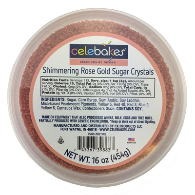 Celebakes Shimmering Rose Gold Sugar Crystals, 16 oz.