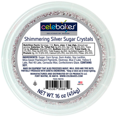 Celebakes Shimmering Silver Sugar Crystals, 16 oz.