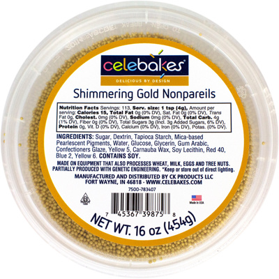 Celebakes Shimmering Gold Nonpareils, 16 oz.