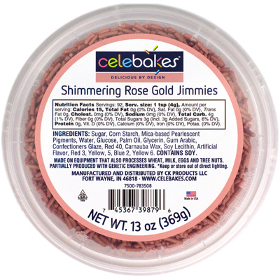 Celebakes Shimmering Rose Gold Jimmies, 13 oz.