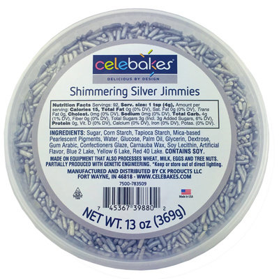 Celebakes Shimmering Silver Jimmies, 13 oz.