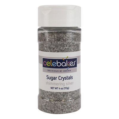 Celebakes Shimmering Silver Sugar Crystals, 4 oz.