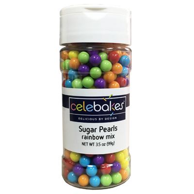 Celebakes Rainbow Mix Sugar Pearls, 3.5 oz.