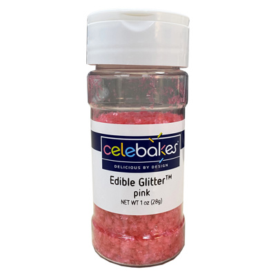 Celebakes Pink Edible Glitter, 1 oz.