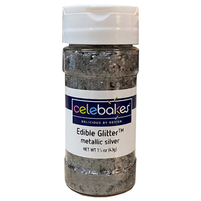 Celebakes Metallic Silver Edible Glitter, 1.5 oz.