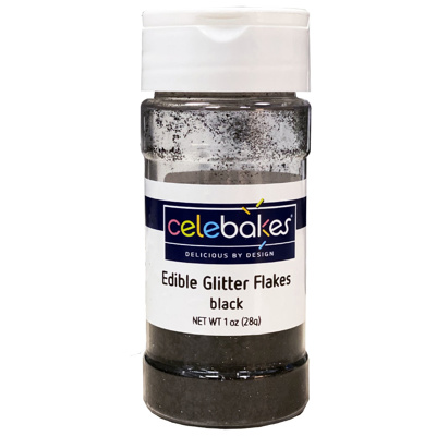 Celebakes Black Edible Glitter Flakes, 1 oz.