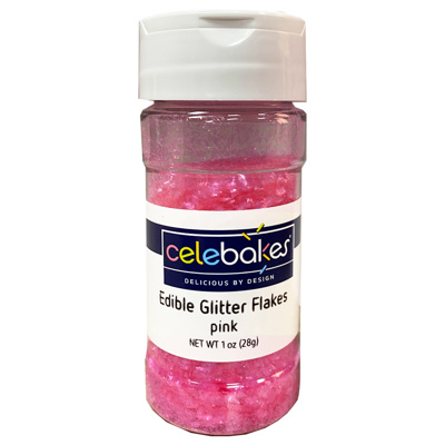 Celebakes Pink Edible Glitter Flakes, 1 oz.