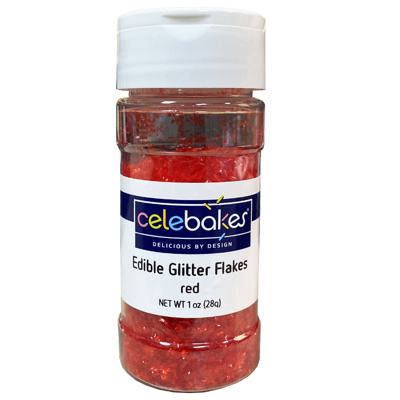 Celebakes Red Edible Glitter Flakes, 1 oz.