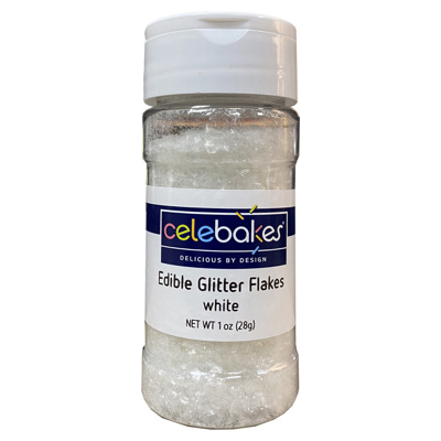 Celebakes White Edible Glitter Flakes, 1 oz.
