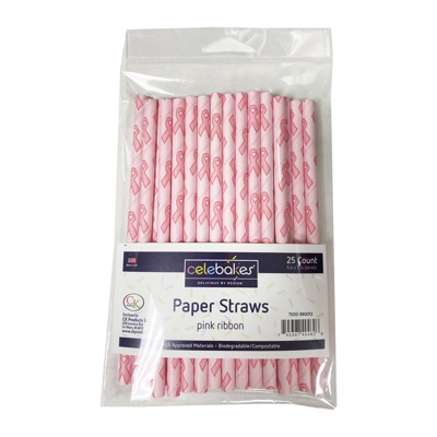 Celebakes Pink Ribbon Cake Pop Sticks, 25 count