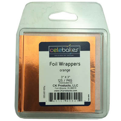 Celebakes Orange Foil Wrapper, 3" x 3"