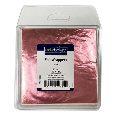 Celebakes Pink Foil Wrapper, 4" x 4"