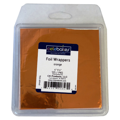 Celebakes Orange Foil Wrapper, 4" x 4"