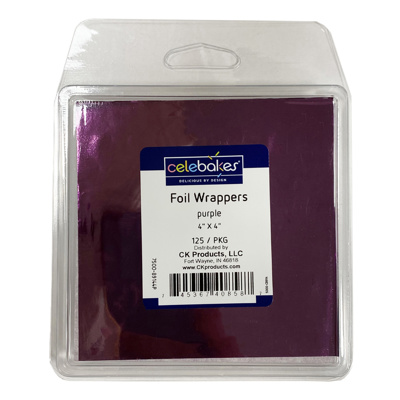 Celebakes Purple/Huckleberry Foil Wrapper, 4" x 4"