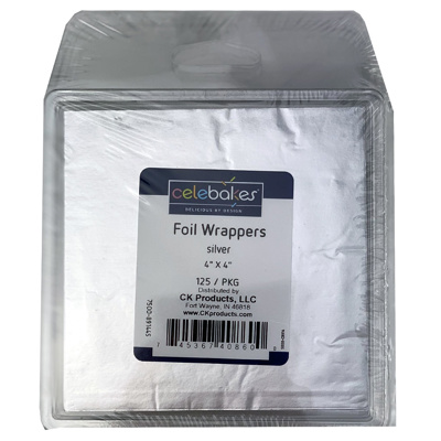 Celebakes Silver Foil Wrapper, 4" x 4"
