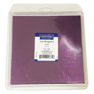 Celebakes Purple Foil Wrapper, 6" x 6"
