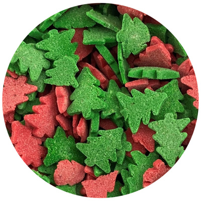 Red & Green Trees Shape Edible Confetti, 7 lb.