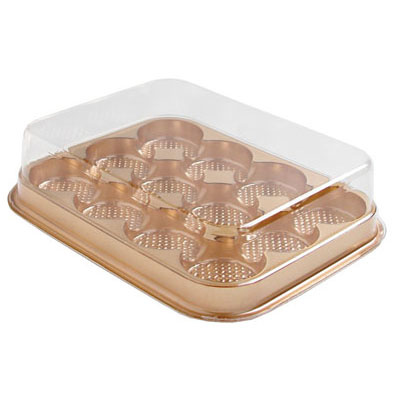 Gold Foil Cup Jewel Candy Box, 12 Cavities