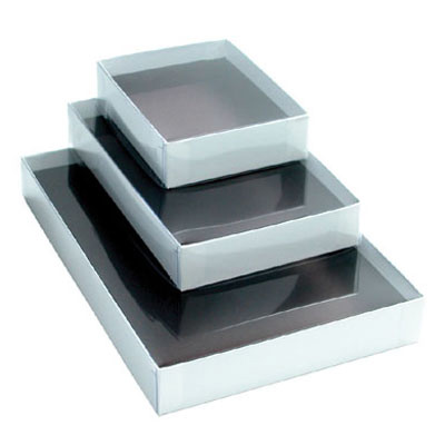 Clear Lid & White Candy Box, 9 1/8"