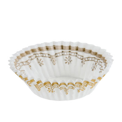 White & Gold Muffin Baking Cups, 1 1/4" x 2" 