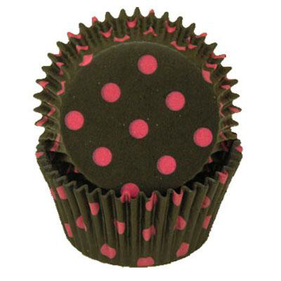 Black w/Hot Pink Polka Dot Baking Cups, 500 Count