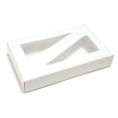 White Candy Box Cover w/Window, 1/2"
