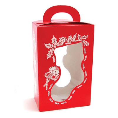 Red Christmas Stocking Candy Box w/Window, 1lb.